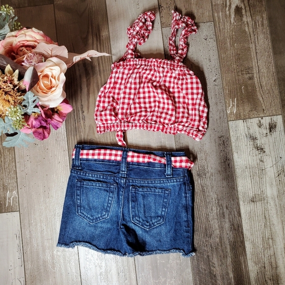 The Children's Place Girls Size 4/5 2 Pc Matching Outfit EUC Blue Red - Picture 2 of 15